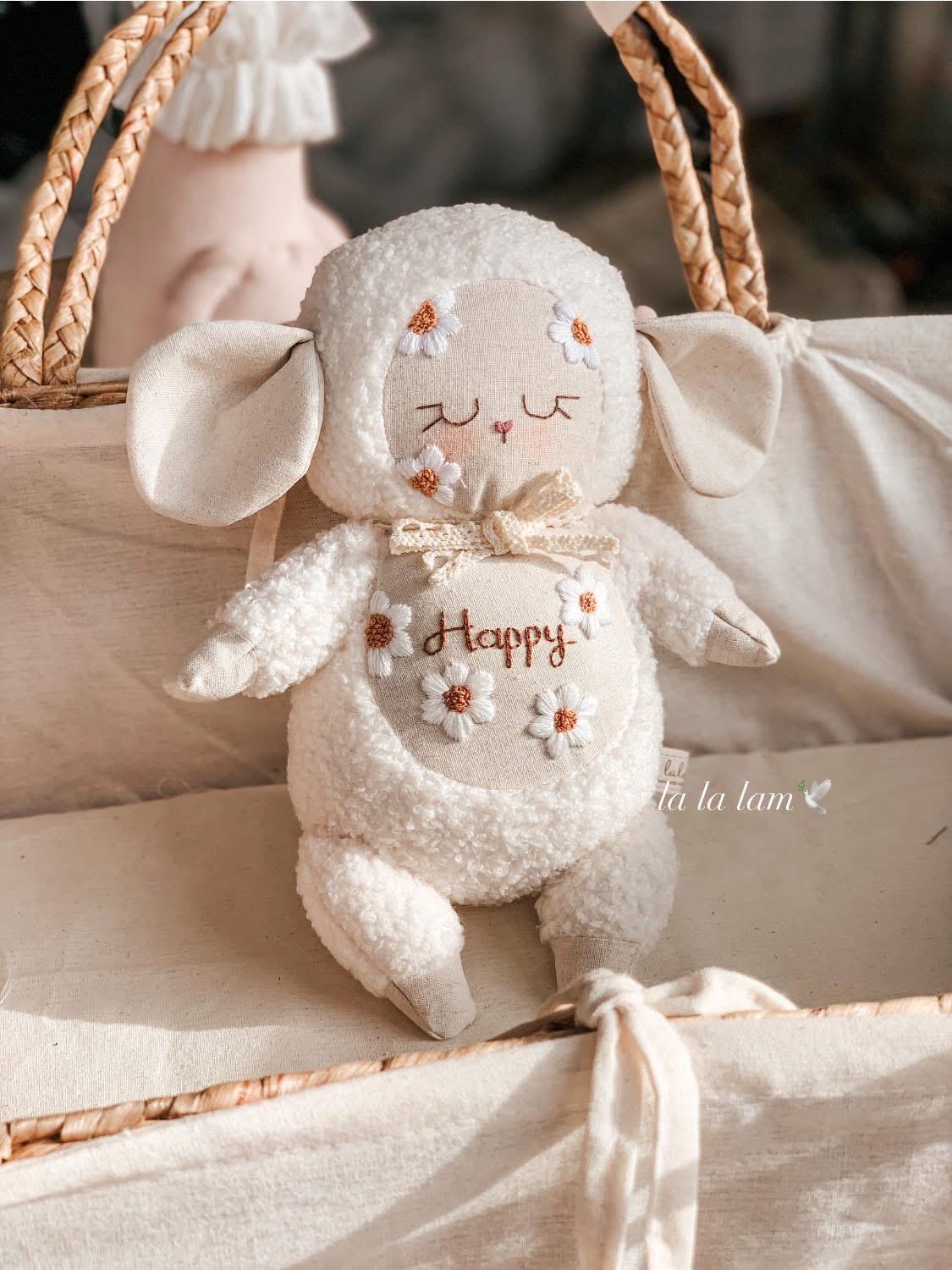 Personalized Embroidered Plush Sheep: Custom Baby Name Soft Doll