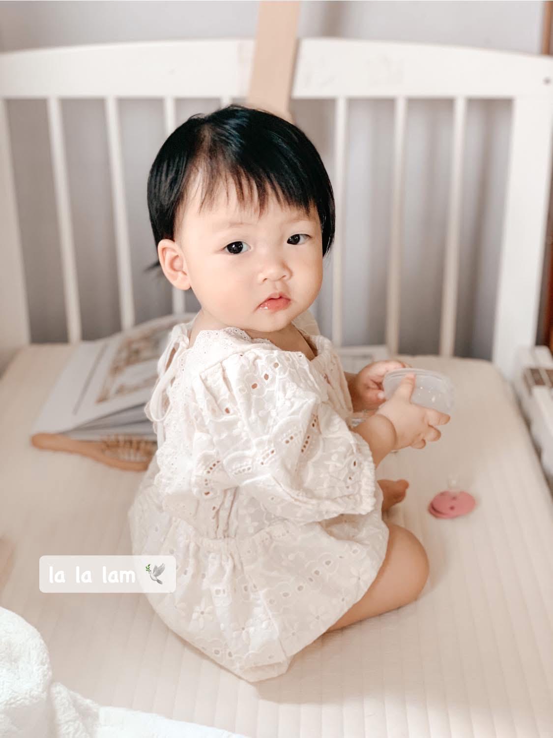 Handmade Eyelet Lace Baby Romper Set with Bonnet: Vintage Style Cotton Outfit