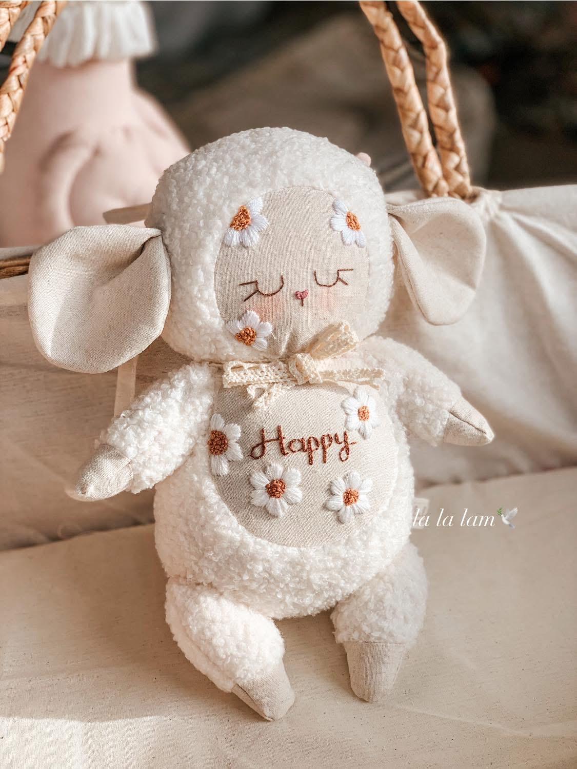 Personalized Embroidered Plush Sheep: Custom Baby Name Soft Doll