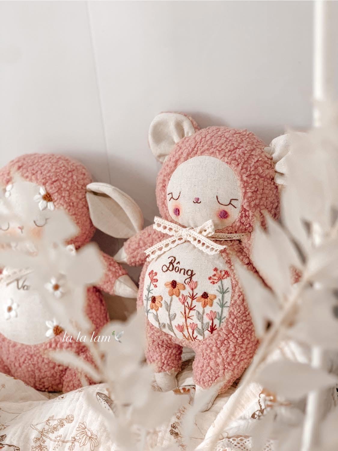 Personalized Embroidered Plush Sheep: Custom Baby Name Soft Doll