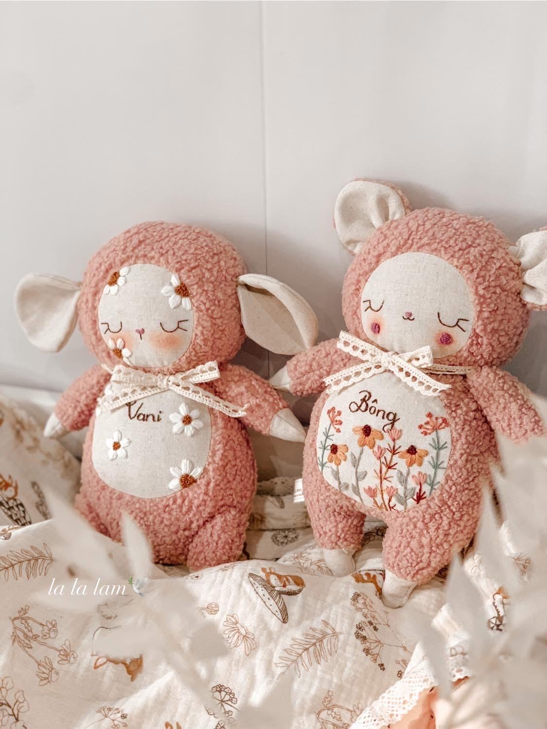 Personalized Embroidered Plush Sheep: Custom Baby Name Soft Doll